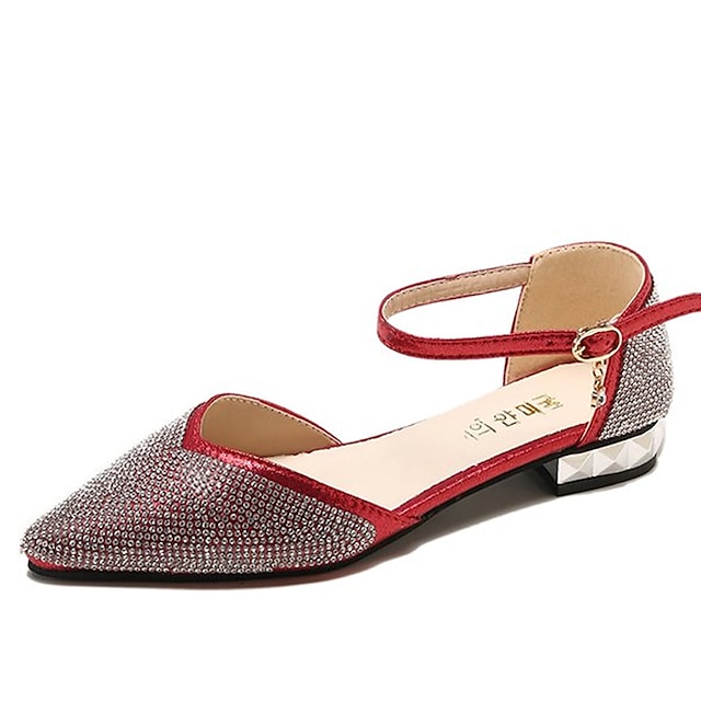  Női Lapos Kényelmes cipők Napi Egyszínű Nyár Strasszkő Lapos Erősített lábujj Fordított bőr PU Fekete Piros Arany