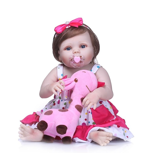  NPKCOLLECTION 24 inch NPK DOLL Reborn-dukker Pige Doll Babypiger Reborn Toddler Doll Nyfødt Gave Kunstig implantation Blå øjne Fuld krops silicone med tøj og tilbehør til pigers fødselsdag og