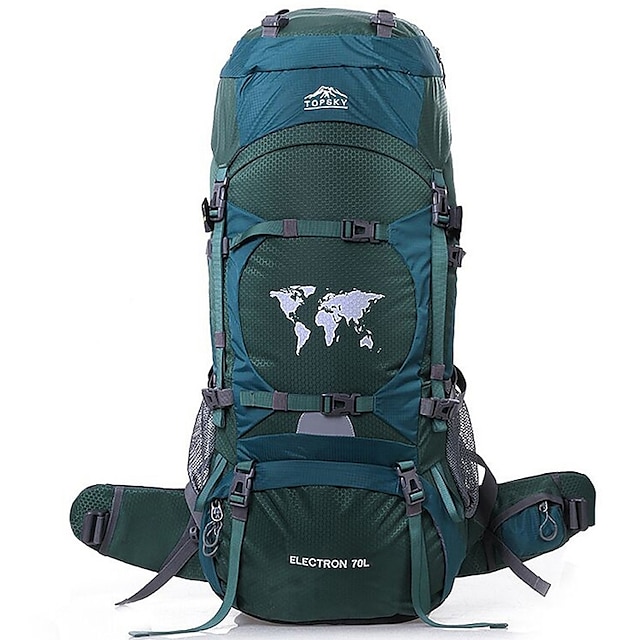  TOPSKY 70 L Rucksack Waterproof Breathable Wear Resistance High Capacity Outdoor Hiking Climbing Ski Nylon Orange Dark Green