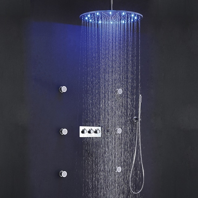  ברז למקלחת הגדר - מקלחת גשם עכשווי כרום / מוברש מותקן על הקיר שסתום קרמי Bath Shower Mixer Taps / Brass