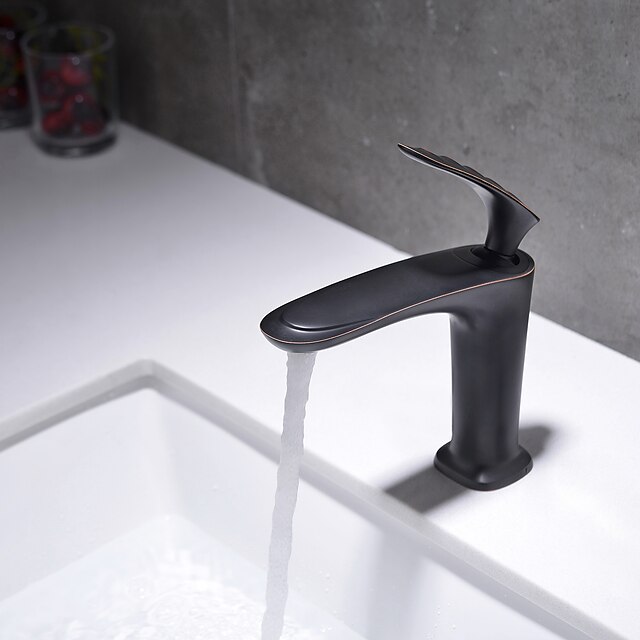  Bathroom Sink Faucet - Standard Oil-rubbed Bronze Centerset Single Handle One HoleBath Taps / Brass
