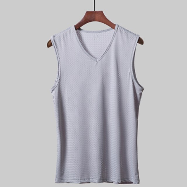 

Men's Tank Top Vest Solid Colored Plus Size V Neck Daily Sports Basic Sleeveless Slim Tops Cotton Active White Black Gray / Summer