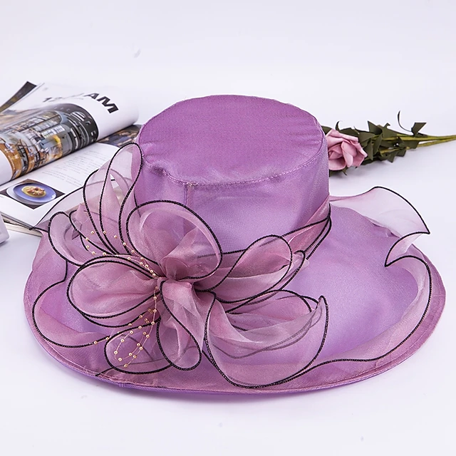 Tulle / Beaded / Organza Hats / Headwear with Pearl / Cap / Cascading ...