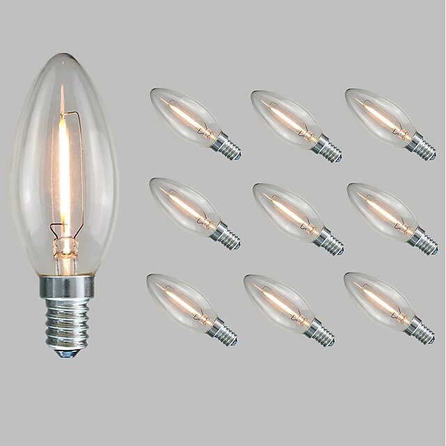  10pcs 1.5 W LED Λάμπες Πυράκτωσης 100 lm E14 C35 1 LED χάντρες COB Διακοσμητικό Θερμό Λευκό Ψυχρό Λευκό 220-240 V