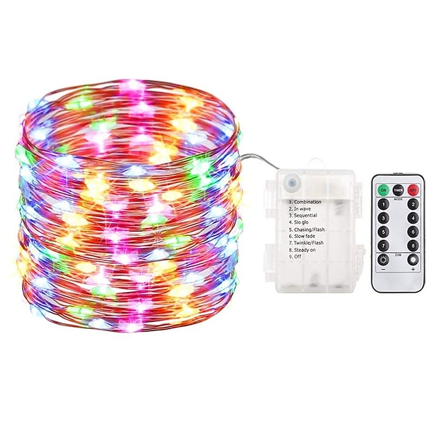  5M 50 LED Fairy Lights Battery Operated String Lights Waterproof 8 Modes Fairy String Lights with Remote and Timer Firefly Lights Christmas Decor Christmas Lights Multi Color