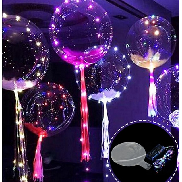  Balões de bolha bobo transparentes luminosos, balões de luz led, decoração de festa de aniversário de casamento de natal, balão de hélio