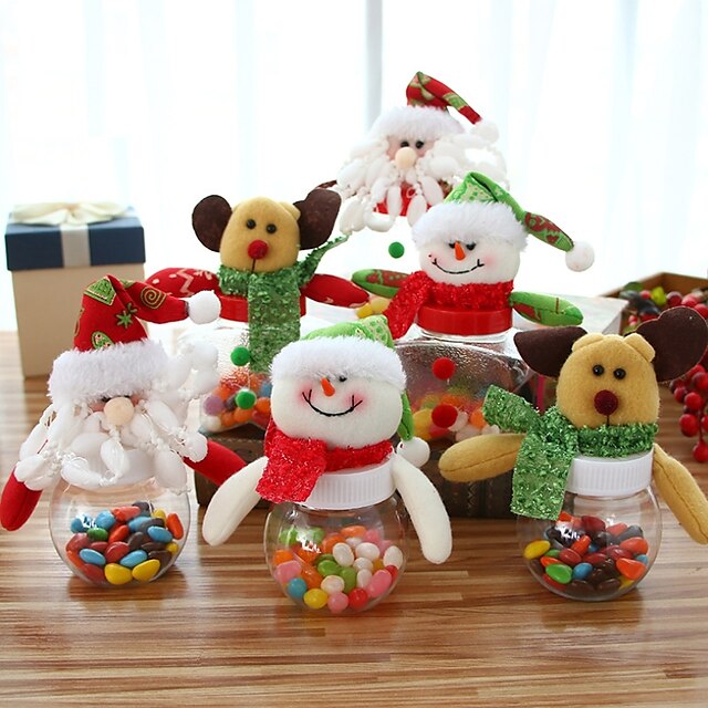  3 unids dulces de navidad puede azucarero de navidad cajas de dinero caja de la decoración de navidad caja de almacenamiento de azúcar caja de dulces botella puede