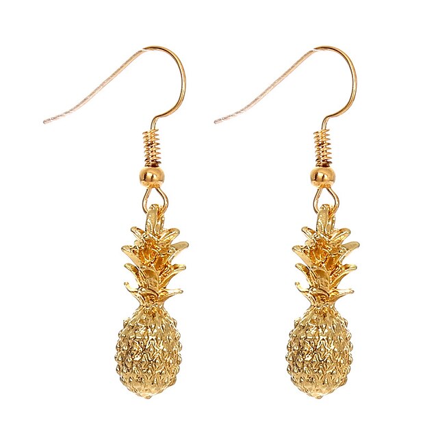  Femme Boucle d'Oreille Pendantes Sculpture Ananas Fruit dames simple Le style mignon Des boucles d'oreilles Bijoux Dorée Pour Quotidien Vacances 1 paire