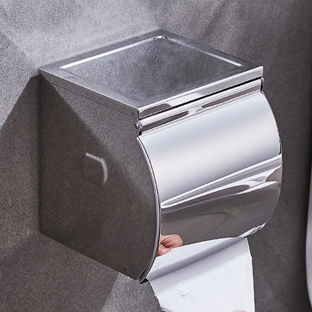  toalettpapirholder nytt design rustfritt stål mobiltelefon oppbevaringshylle veggmontert sølvfarget 1stk