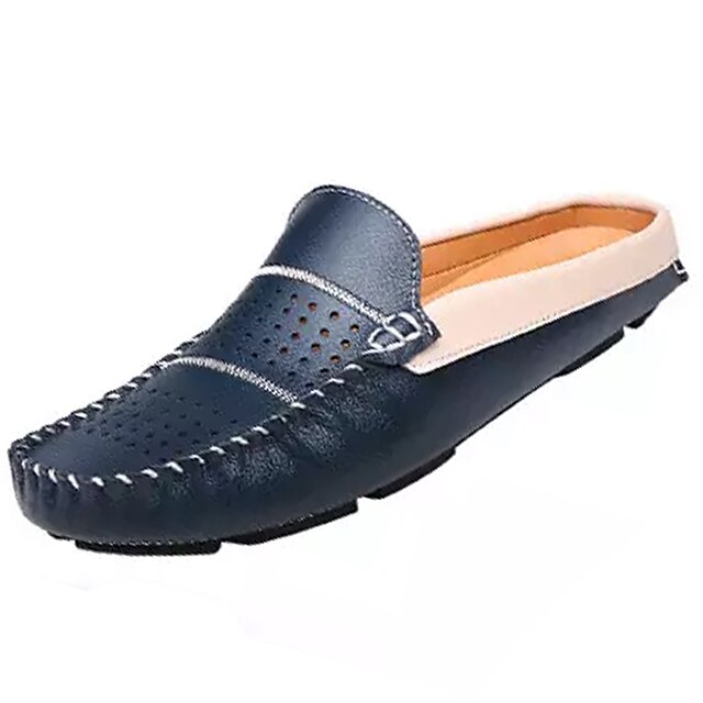  Men's Comfort Shoes Leather / Cowhide Summer Casual Clogs & Mules Blue / White / Black