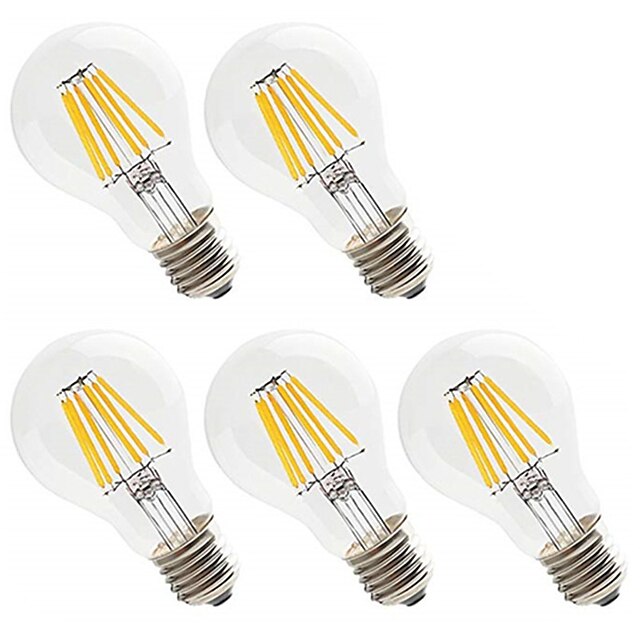  5pcs 6 W LED Filament Bulbs 560 lm E26 / E27 A60(A19) 6 LED Beads High Power LED Decorative Warm White Cold White 220-240 V / 5 pcs / RoHS / CCC