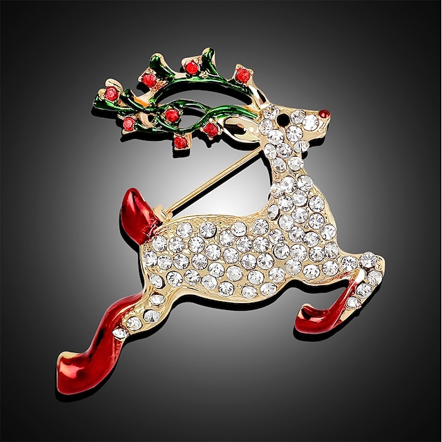 Shoes & Bags Fashion Accessories | Womens Brooches Classic 3D Elk Animal Ladies Vintage Classic Rhinestone Gold Plated Brooch Je