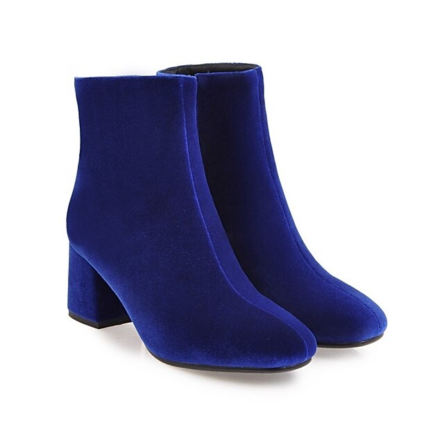 Mujer Botas Tacón botas Tacón Cuadrado Botines Botines Diario Oficina y  carrera Ante Negro Rojo Azul / Mitad de Gemelo 6919089 2022 – $47.19