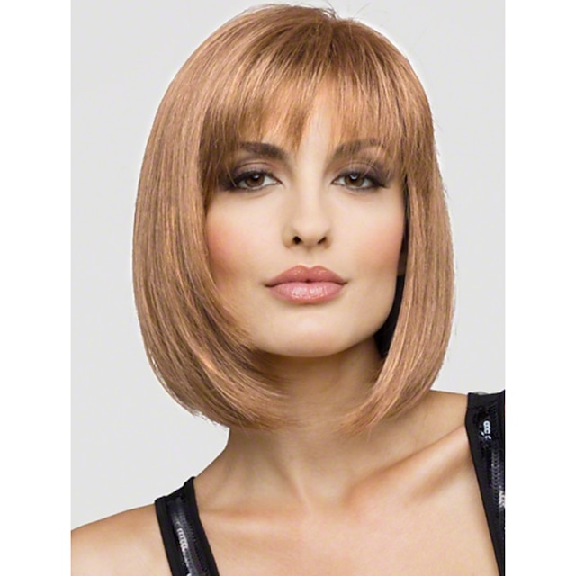 Human Hair Blend Wig Short Straight Bob Short Hairstyles 2020 Straight ...