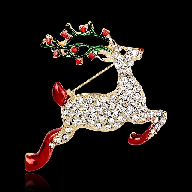 Shoes & Bags Fashion Accessories | Womens Brooches Classic 3D Elk Animal Ladies Vintage Classic Rhinestone Gold Plated Brooch Je