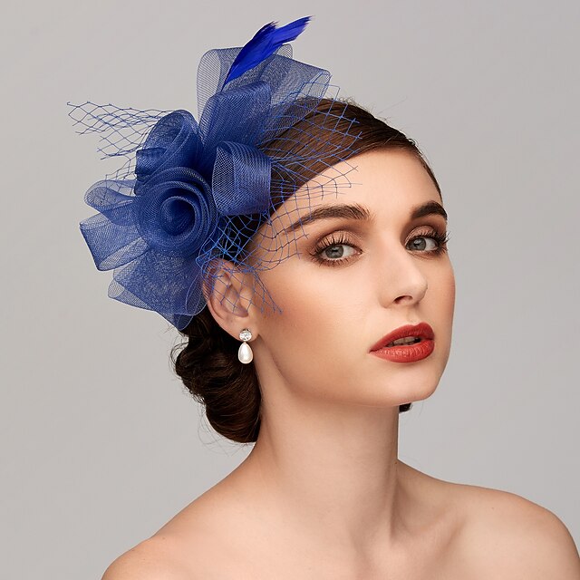 Chapeau D'église Vintage Femme - Fleurs Organza Et Maille - Mariage Ou Fête
