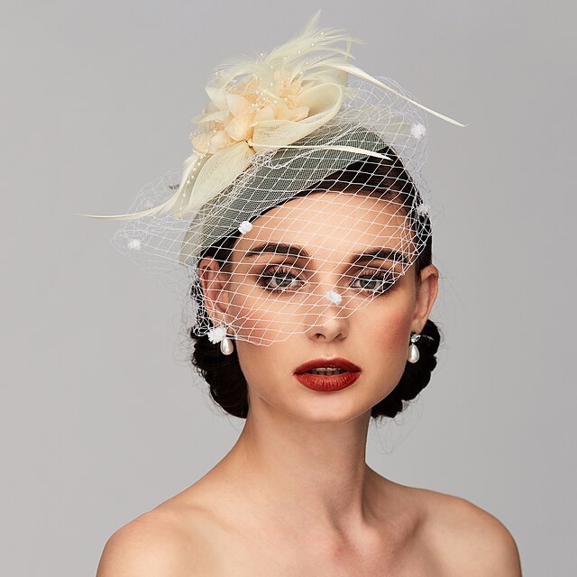 Elegant Fascinators Hats Linen Net Mesh Headpiece Kentucky Derby Hat ...