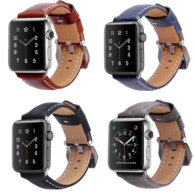  Klockarmband för Apple Watch Series 5/4/3/2/1 Apple Läderloop Äkta Läder Handledsrem