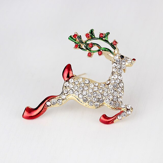 Shoes & Bags Fashion Accessories | Womens Brooches Classic 3D Elk Animal Ladies Vintage Classic Rhinestone Gold Plated Brooch Je