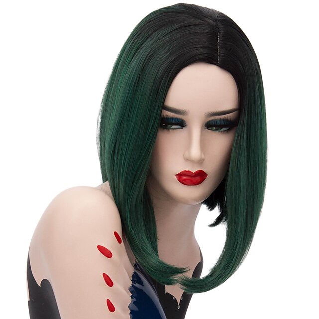  Wig Accessories Recht Minaj Stijl Middelste stuk Zonder kap Pruik Groen Zwart / Donkergroen Synthetisch haar 12 inch(es) Dames Modieus Design Groen Pruik Kort