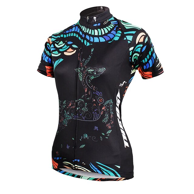  ILPALADINO Women's Short Sleeve Cycling Jersey Plus Size Bike Jersey Top Mountain Bike MTB Road Bike Cycling Black Polyester Breathable Ultraviolet Resistant Quick Dry Sports Clothing Apparel