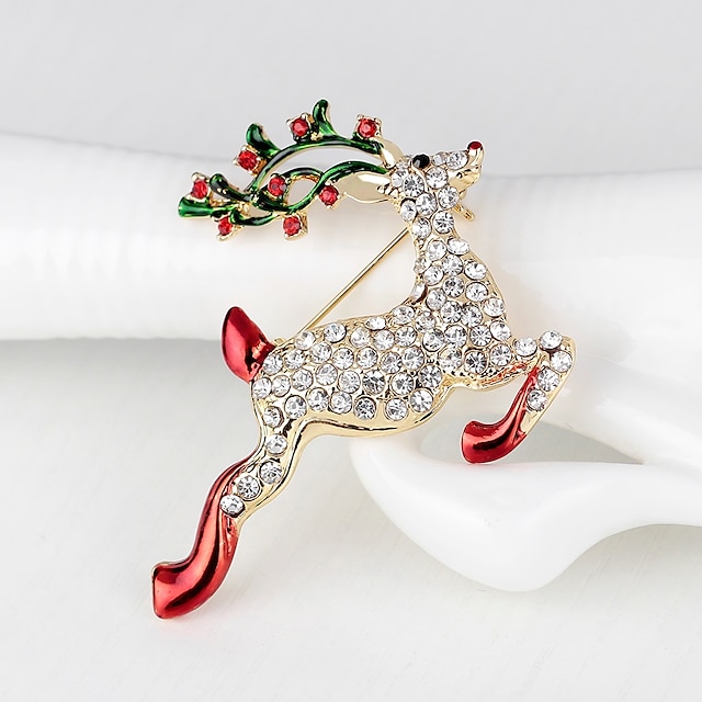 Shoes & Bags Fashion Accessories | Womens Brooches Classic 3D Elk Animal Ladies Vintage Classic Rhinestone Gold Plated Brooch Je