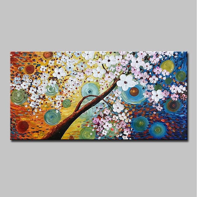  Hang målad oljemålning HANDMÅLAD Horisontell Abstrakt Blommig / Botanisk Moderna Inkludera innerram / Sträckt kanfas