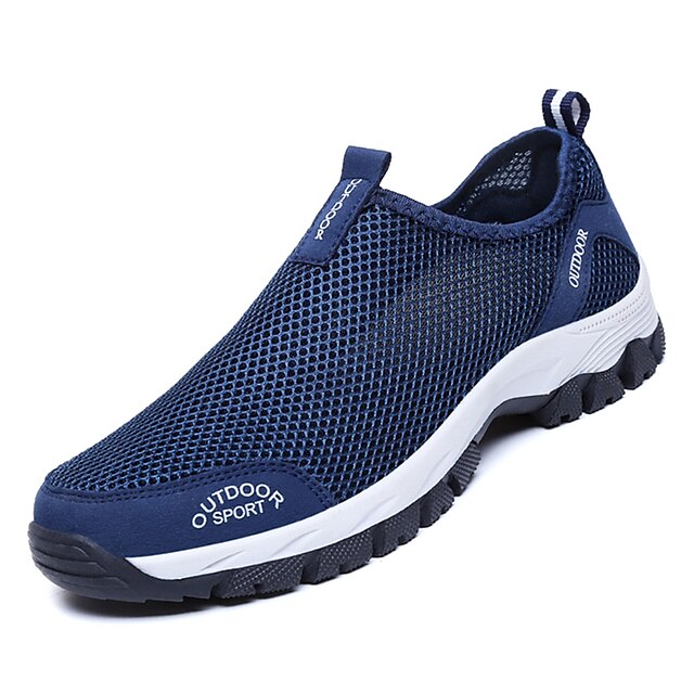  Men's Trainers Athletic Shoes Comfort Shoes Sporty Casual Athletic Daily Outdoor Water Shoes Walking Shoes Mesh Breathable Non-slipping Black Light Grey Dark Blue Slogan Fall