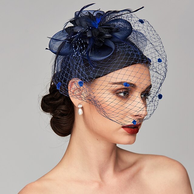 Elegant Fascinators Hats Linen Net Mesh Headpiece Kentucky Derby Hat ...