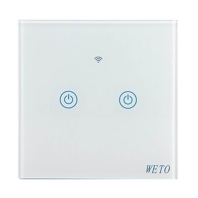  weto w-t12 eu / us / cn 2 gang wifi smart wall switch сенсорный сенсор переключатель умный домашний пульт дистанционного управления работает с alexa google home через смартфон