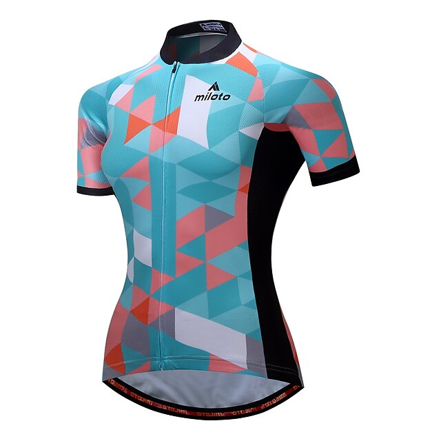  Miloto Dames Korte mouw Wielrenshirt Klaver Argyle Fietsen Shirt Kleding Bovenlichaam Ademend Vochtregelerend Reflecterende strips Sport 100% Polyester Bergracen Wegwielrennen Kleding / Rekbaar