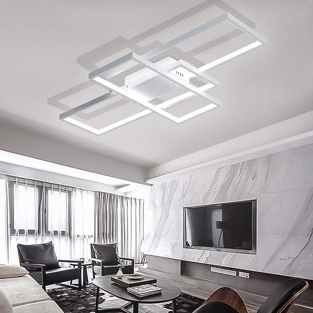  90cm led-plafondlampen 3-lichts lineaire verzonken montage omgevingslicht dimbare geverfde afwerkingen metaal aluminium geometrisch patroon modern eenvoudig alleen dimbaar met afstandsbediening