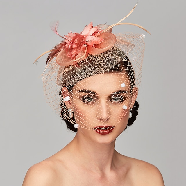 Fascinator Chapeau Mariage Dame - Plumes, Mesh, Fleurs Artificielles - Style Vintage élégant Pour Cérémonie, Thé, Cocktail