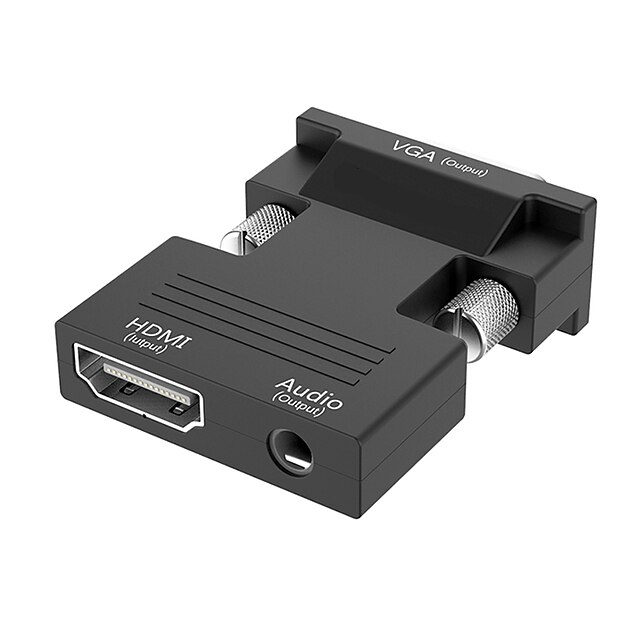  lwm® HDMI hun til VGA han og 3,5 mm audio out adapter til PC lcd