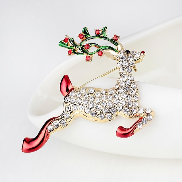 Shoes & Bags Fashion Accessories | Womens Brooches Classic 3D Elk Animal Ladies Vintage Classic Rhinestone Gold Plated Brooch Je