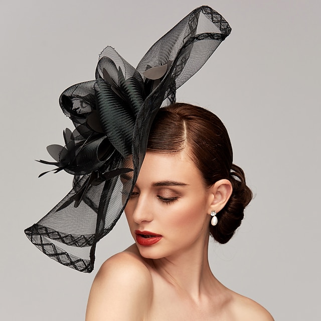  Blomster Fjær Nett Kentucky Derby Hatt Fascinator Hodepynt med Fjær Blomst 1PC Hestevordag Damer Dag Melbourne Cup Hodepynt kjole å imponere Race Day Kjole 2025