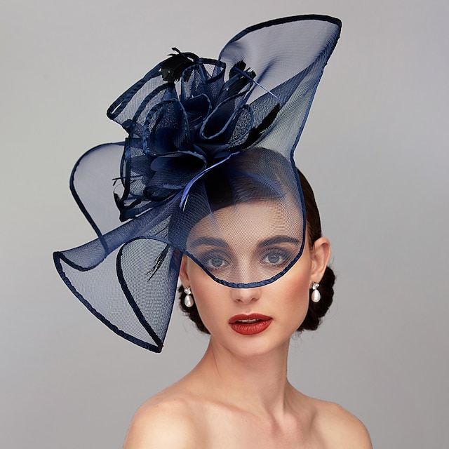  Elegant & Luxurious Feather Linen Rayon Kentucky Derby Hat Fascinators Headpiece with Feather Floral Flower 1PC Melbourne Cup Wedding Horse Race Ladies Day Headpiece