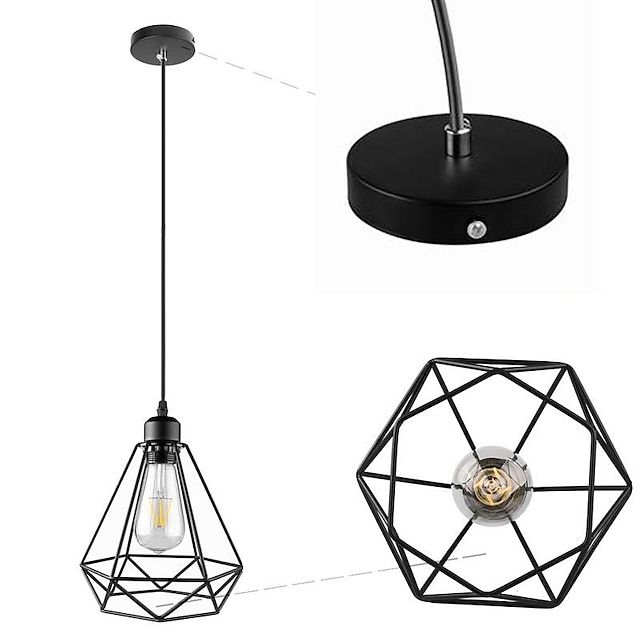 Lights & Lighting Pendant Lights | 1-Light 20.5 cm Mini Style Pendant Light Metal Geometrical Painted Finishes Retro Vintage / C