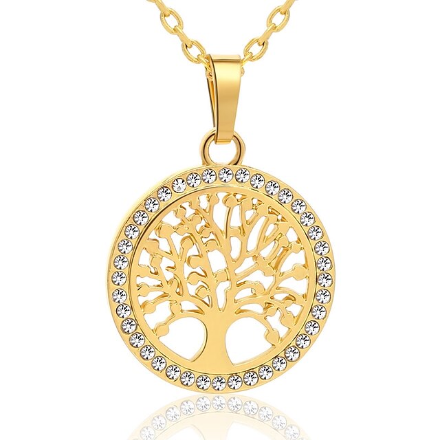  Men's Pendant Necklace Hollow Out life Tree Geometric Unique Design Rhinestone Gold Plated Alloy Gold Silver 55 cm Necklace Jewelry 1pc For Daily Street