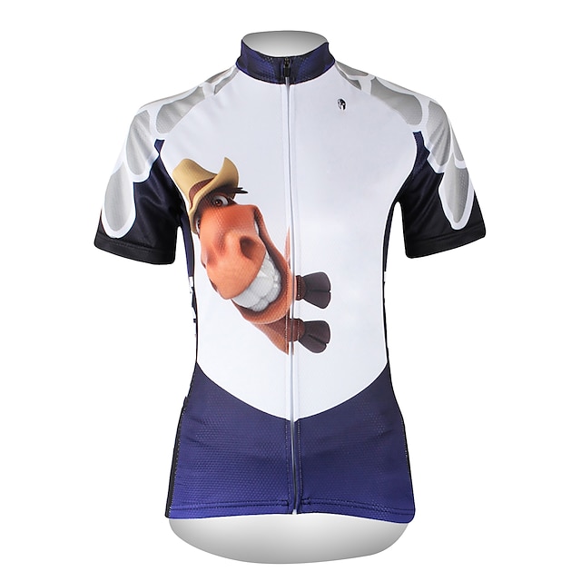  ILPALADINO Mulheres Manga Curta Camisa para Ciclismo Verão Branco + azul Desenho Animado Engraçado Animal Tamanho Grande Moto Camisa / Roupas Para Esporte Blusas Ciclismo de Montanha Ciclismo de