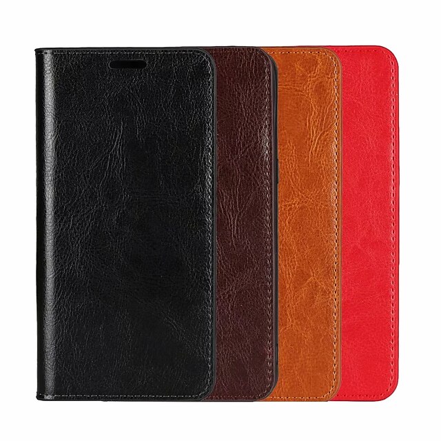  Case For Apple iPhone XS / iPhone XR / iPhone XS Max Wallet / Card Holder / Flip Full Body Cases Solid Colored Hard Genuine Leather