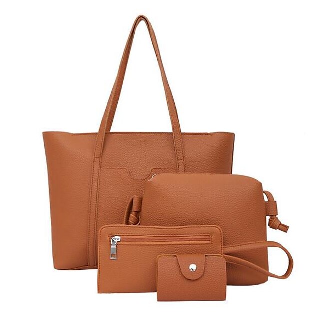  女性用 ジッパー PU バッグセット バッグセット 純色 4個の財布セット ブラック / Brown / ワイン