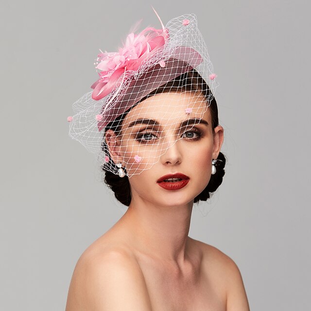 Chapeau D'église Vintage Femme – Organza Floral Maille – Fascinateur Mariage Fête – Taille M