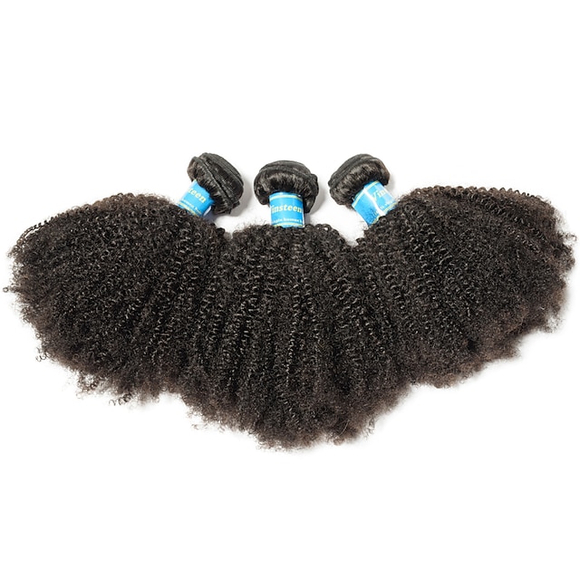  3 Bundles Hair Weaves Brazilian Hair Afro Curly Human Hair Extensions Remy Human Hair 100% Remy Hair Weave Bundles 300 g Natural Color Hair Weaves / Hair Bulk Human Hair Extensions 8-26 inch Natural