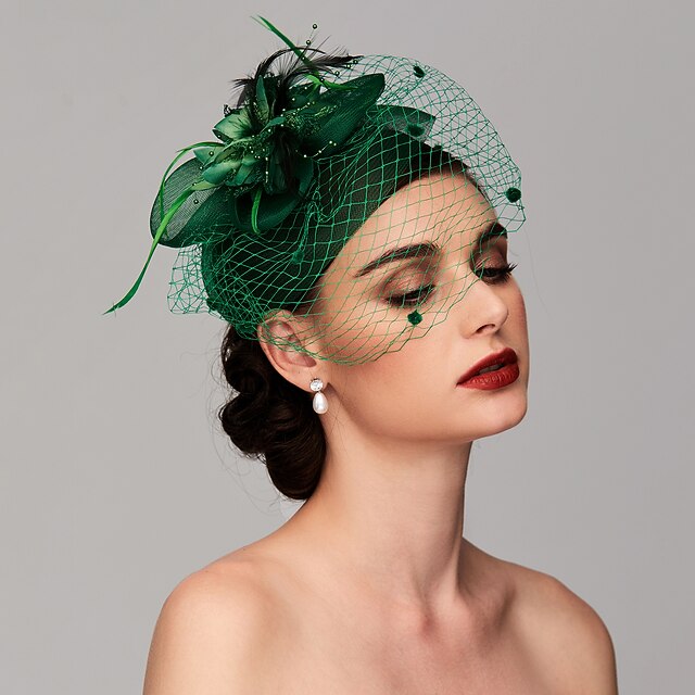 BlairNadeauBridal Emerald Green Fascinator, Feather Hairpiece, High Tea Headpiece, Wedding Birdcage Veil, Black Cocktail Hat, Ivory Bridal Hat, Katharine