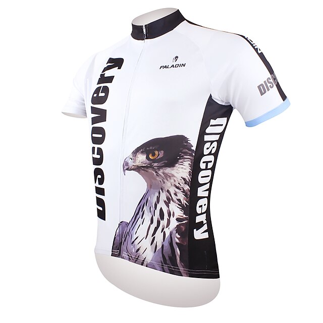  ILPALADINO Men's Short Sleeve Cycling Jersey Polyester Black / White Eagle Bike Jersey Top Mountain Bike MTB Road Bike Cycling Breathable Quick Dry Ultraviolet Resistant Sports Clothing Apparel
