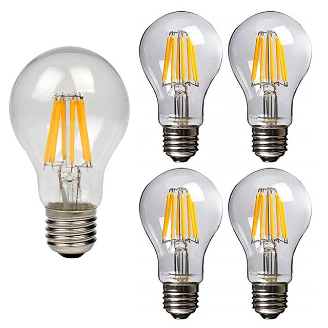  HRY 5 pezzi 8 W Lampadine LED a incandescenza 760 lm E26 / E27 A60(A19) 8 Perline LED COB Decorativo Bianco caldo Luce fredda 220-240 V / CE
