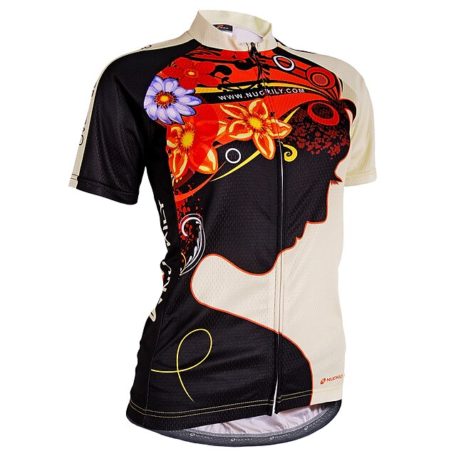  Nuckily Dame Kortermet Sykkeltrøyer Sommer Lycra Polyester Svart Blomster botanikk Morsom Sykkel Jersey Topper Fjellsykling Veisykling Ultrafiolettbestandig Pustende Refleksbånd sport Klær / Elastisk