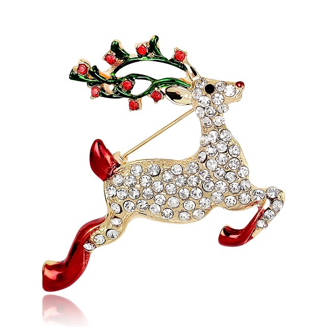 Shoes & Bags Fashion Accessories | Womens Brooches Classic 3D Elk Animal Ladies Vintage Classic Rhinestone Gold Plated Brooch Je