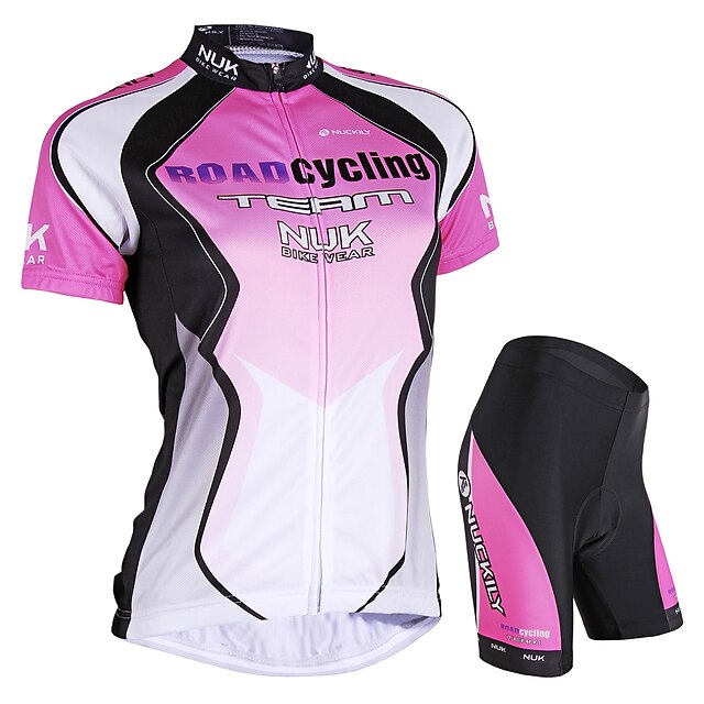  Nuckily Mulheres Manga Curta Camisa de ciclismo com shorts Verão Fibra Sintética Elastano Poliéster Azul Rosa claro Gradiente Moto Calção Camisa / Roupas Para Esporte Conjuntos Prova-de-Água